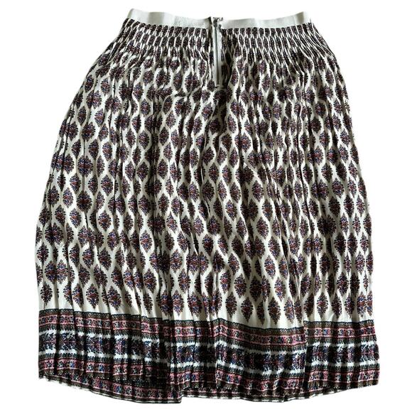 MADEWELL Cream Pink Floral Pleated Midi Skirt Women's Size 10 Preppy Colorful - Picture 2 of 9